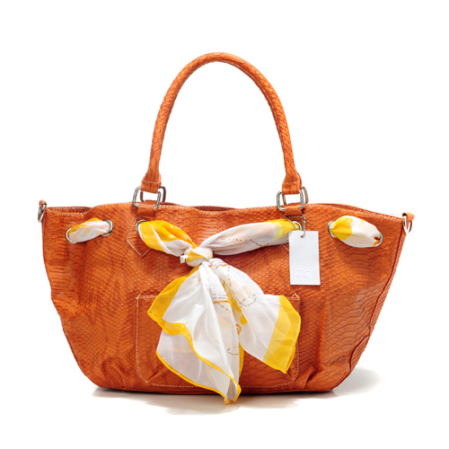 Coach Embossed Scarf Medium Orange Totes DFK | Women